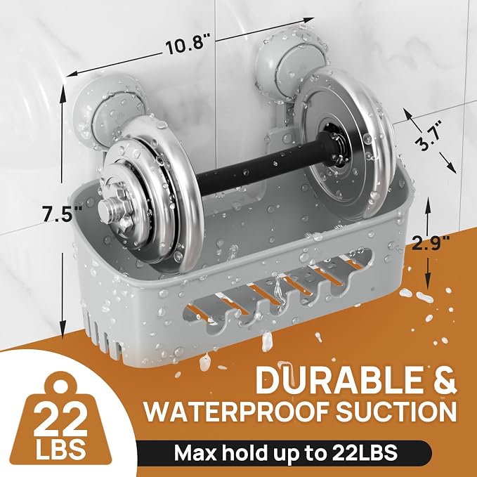 LEVERLOC Shower Caddy Suction Cup, Shower Organizer Bathroom Shelf - Image 4