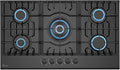 Empava 36 Inch Gas Stove Cooktop 5 Italy Sabaf Sealed Burners NG/LPG Convertible in Black Tempered Glass