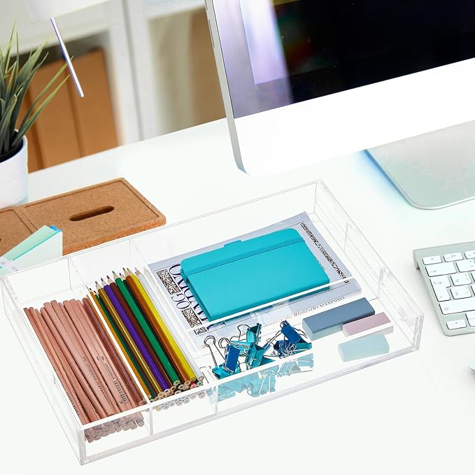 Briwooody Clear Acrylic Drawer Organizer Expandable, 7 Compartments, Large | - Image 6