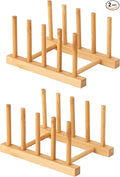 HBlife 2pcs Bamboo Dish Plate Bowl Cup Book Pot Lid Cutting Board Drying Rack by HBlife