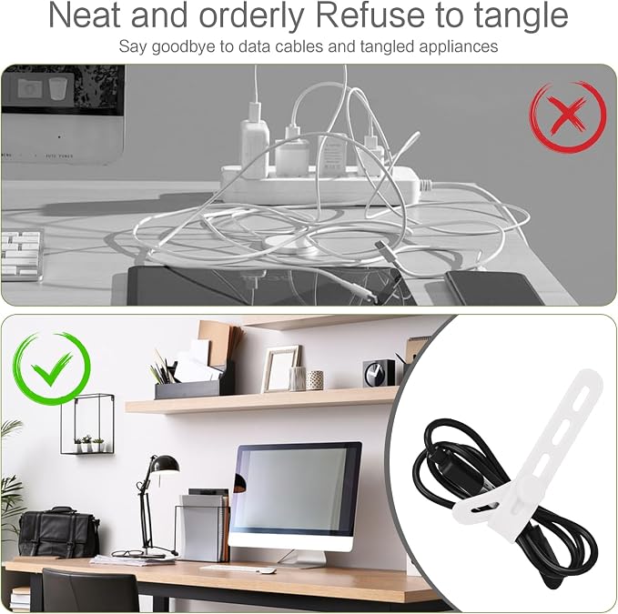 Donruby 24Pcs Silicone Cable Ties, Reusable Cord Organizer Straps, 5.12" - Image 7