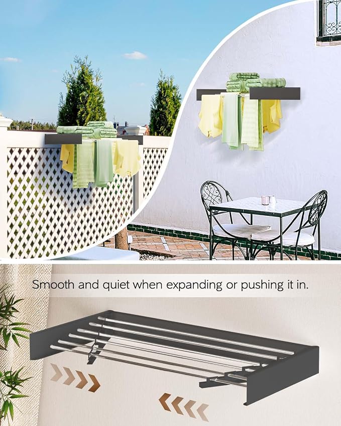 Vikaqi Wall Mounted Clothes Drying Rack 40", Foldable Wall Mount Laundry Rack - Image 5