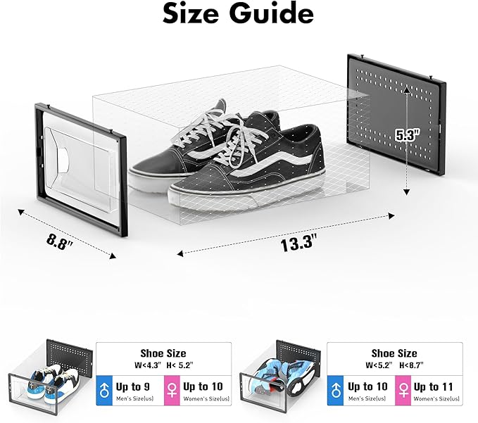 Foluck 15 Pack Shoe Storage Organizer Box Container Clear Plastic Stackable - Image 2