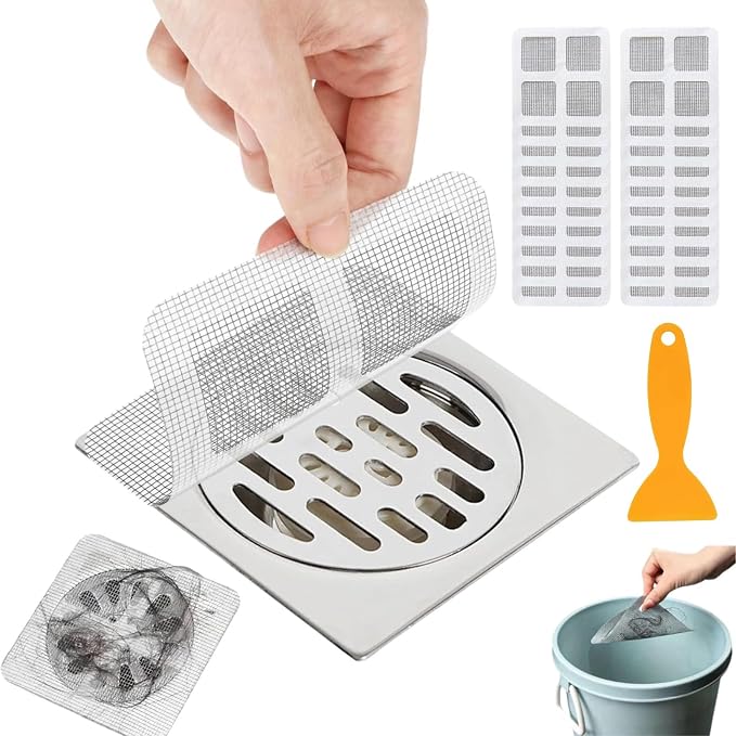 25 Pack Square Disposable Shower Drain Hair Catcher Stickers | Waterproof by SANBIAOPEN