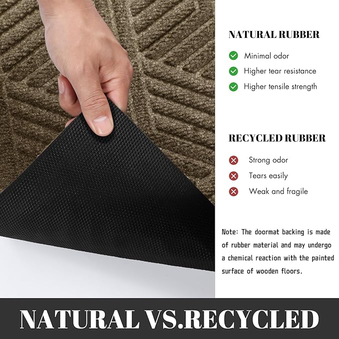 Yimobra Extra Large Door Mat 60x36, All-Season Waterproof Outdoor Mats for Front Door Entrance with Drainage Holes, Heavy Duty Non-Slip Doormat for Garage Patio Entryway Indoor, Brown