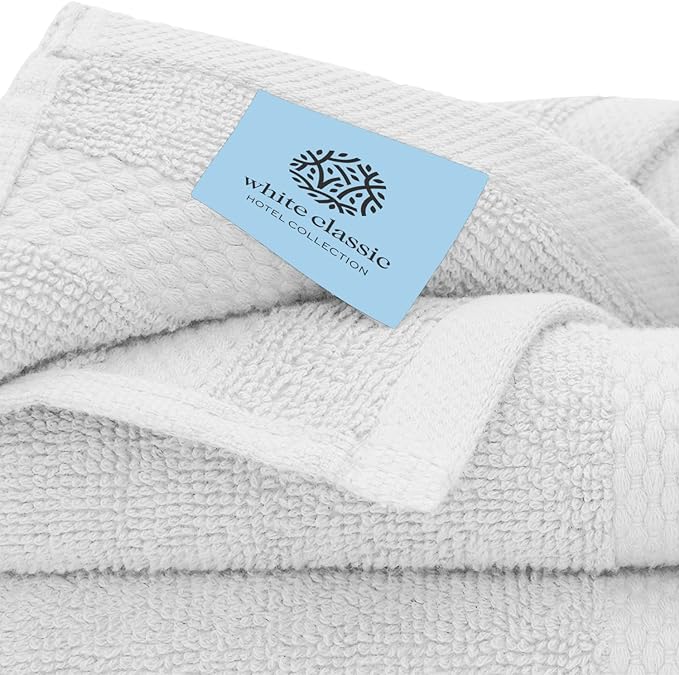 White Classic Luxury Bath Towel Set of 8 Pieces - Image 5