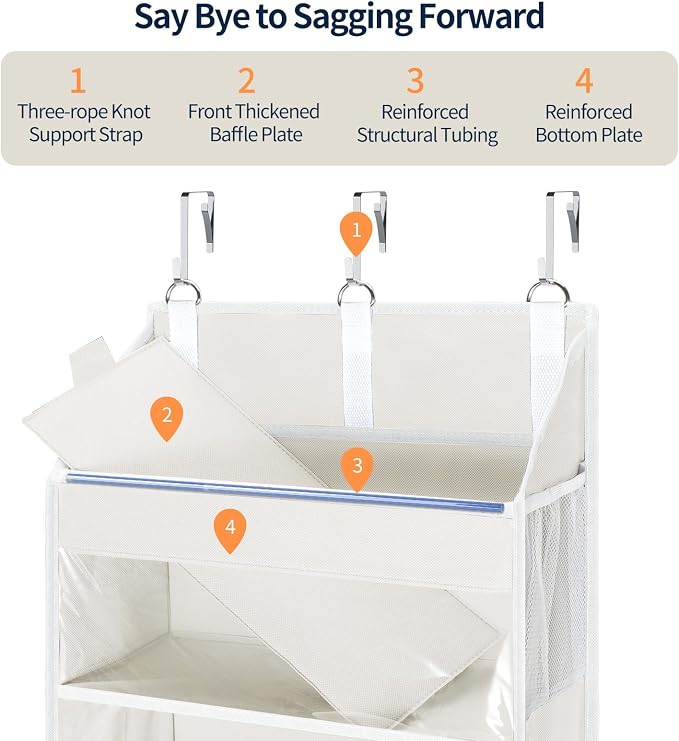 Yecaye 5 Tier Clear Over the Door Organizer Hanging, 5 Large Plastic Pockets - Image 4