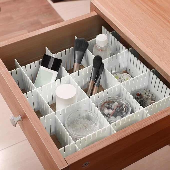 JOIKIT 64 Pack White Plastic DIY Grid Drawer Dividers, Adjustable Drawer - Image 4