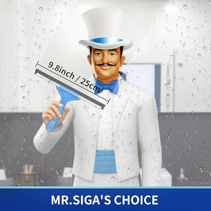 MR.SIGA Professional Window Squeegee & Microfiber Window Scrubber, 10 inch - Image 2