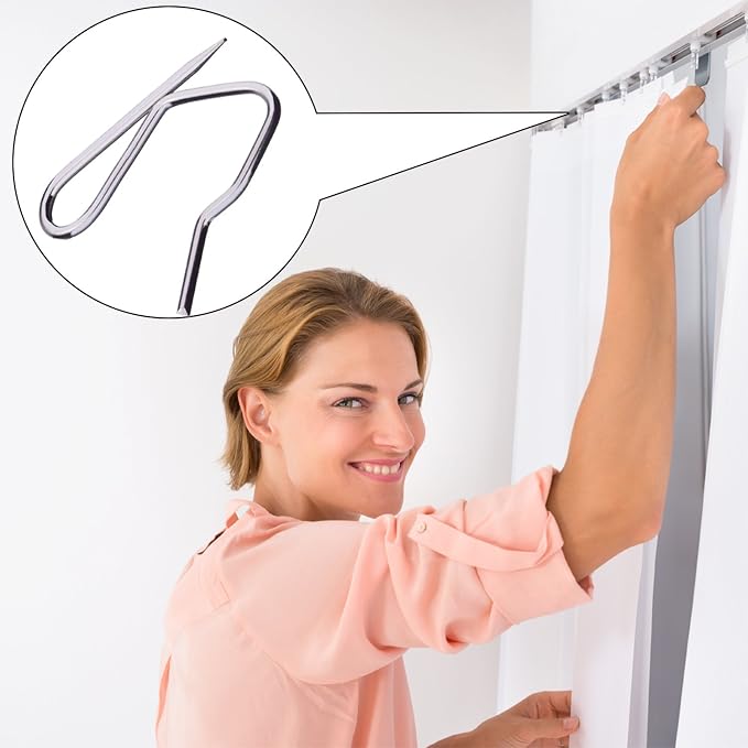 Outus 58 Pack Metal Curtain Hooks Pin On Drapery Hooks 1.2 x 1 Inch - Image 2