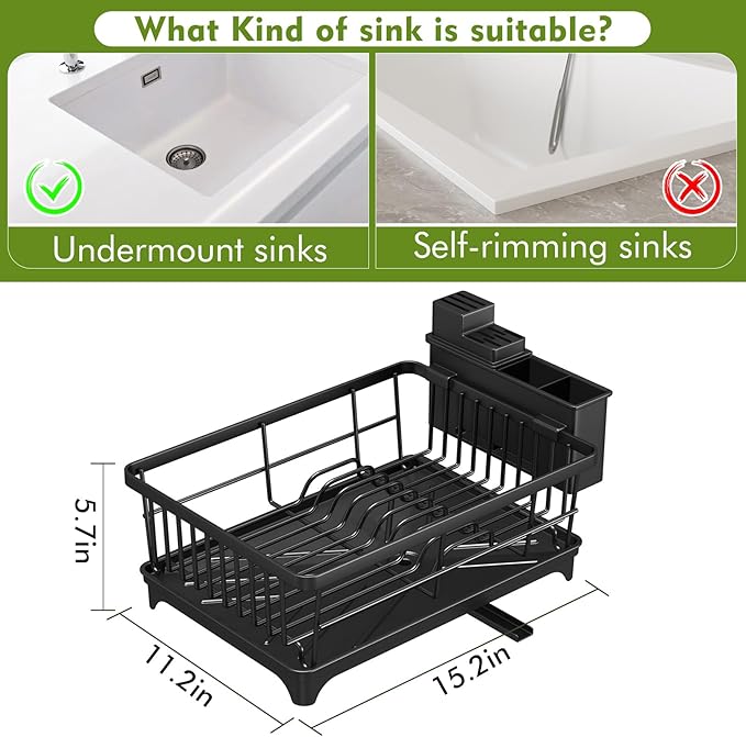 Kmiectse Dish Drying Rack for Small Kitchen Counter - Image 2