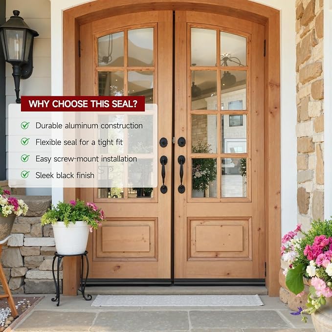 2 Pack Door Draft Stopper, Cuttable Weather Stripping Door Seal 36” Length - Image 5