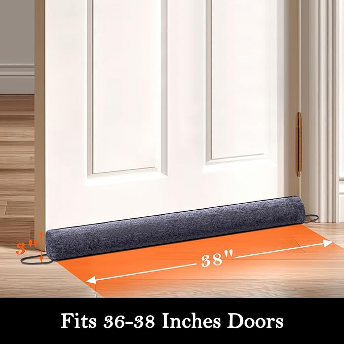 Sunolga Linen Door Draft Stopper, Removable Washable Cover, Blocks Hot and Cold - Image 2