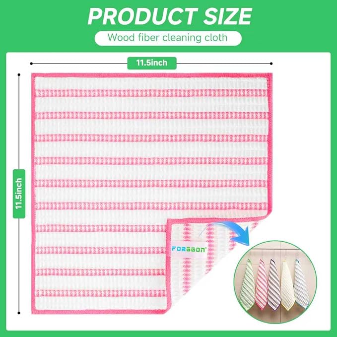 Forggon Wood Fiber Cleaning Cloth-15pcs, Super Absorbent Cleaning Cloth - Image 2