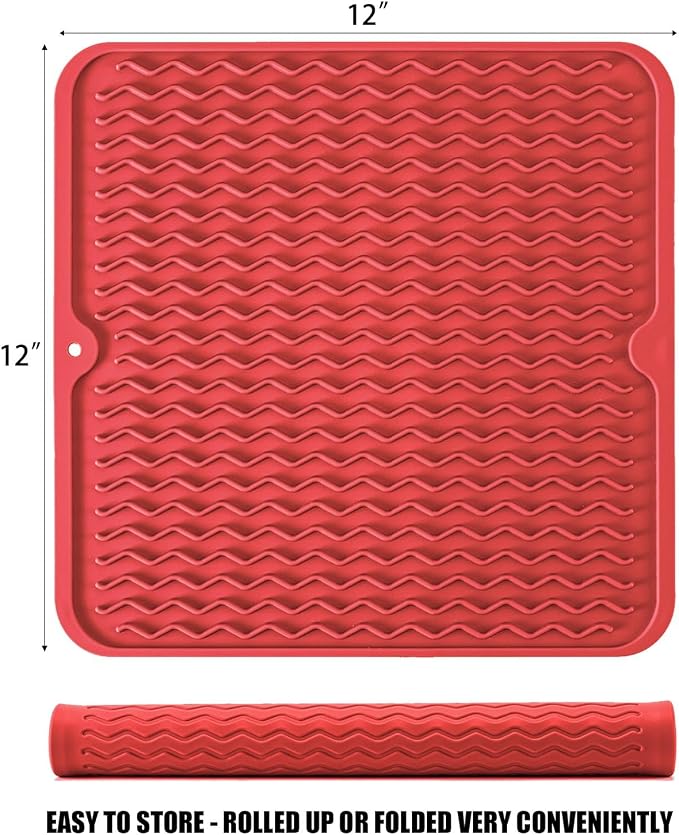 Silicone Dish Drying Mat, Non-Slip Easy Clean Sink Mat, Large Heat-resistant - Image 2
