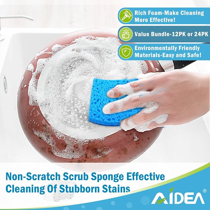AIDEA Sponges Kitchen, Non Scratch Scrub Sponge-12Count, Dish Sponges | - Image 5