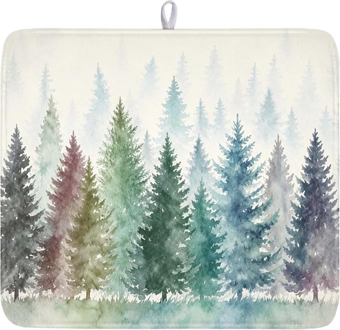 Giwawa Pine Tree Dish Drying Mat Natural Forest Fog Microfiber Dishes Pad 16x18 by Giwawa