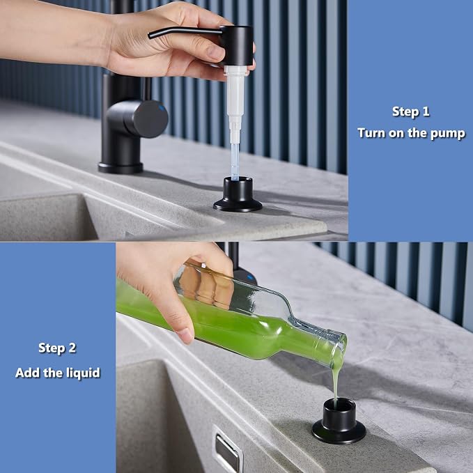 Soap Dispenser for Kitchen Sink, Built in Soap Dispenser Matte Black | - Image 4