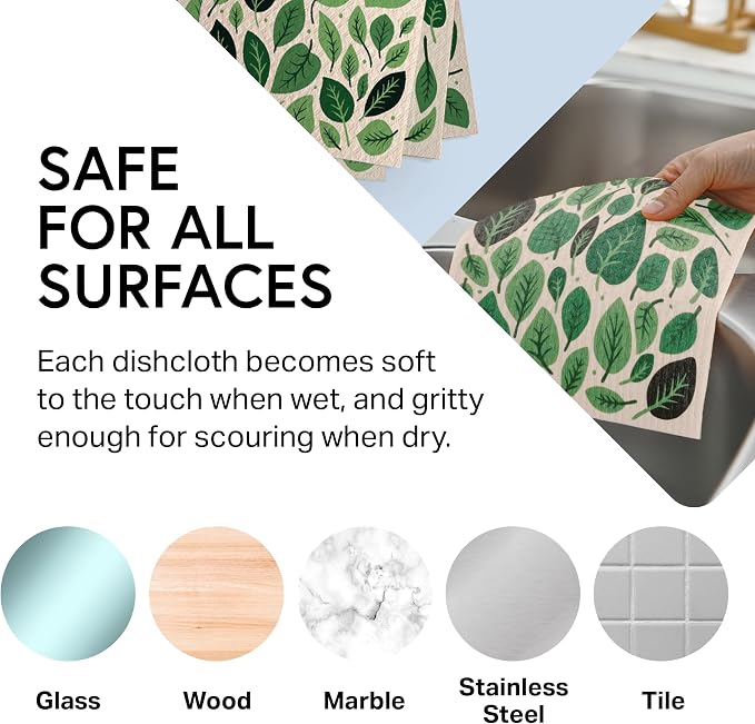 Swedish Wholesale Dishcloths Reusable 8" x 7" Sponge Cloths, Bulk 10 Pack of - Image 6
