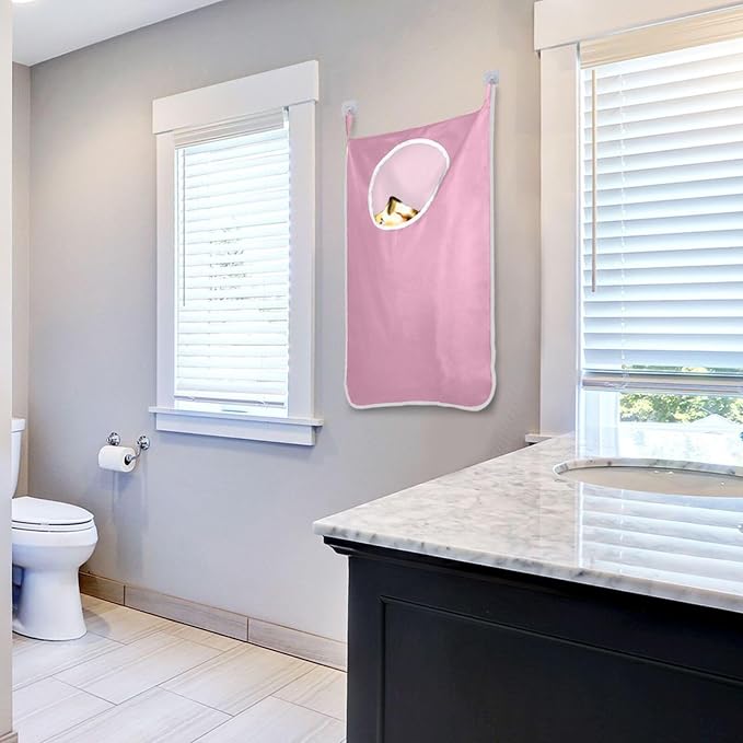 2PCS Pink Hanging Laundry Hamper Bag Over the Door Laundry Hamper Wall Hamper - Image 8