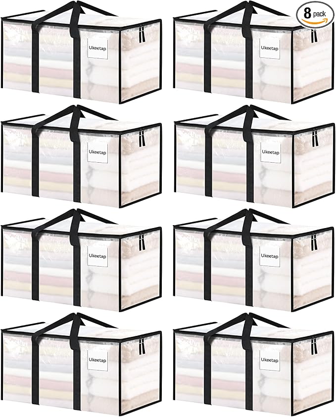 8 Pack Extra Large Clothes Storage Bins by ukeetap