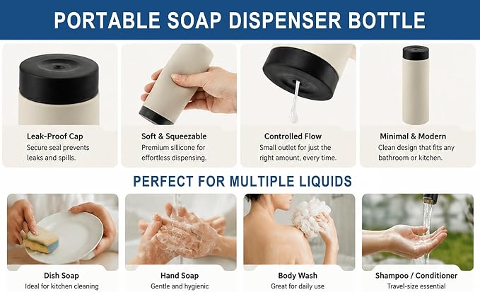 Dishwashing Soap Dispenser, Soft Silicone Dish Soap Squeeze Bottle, Leak-Proof - Image 8