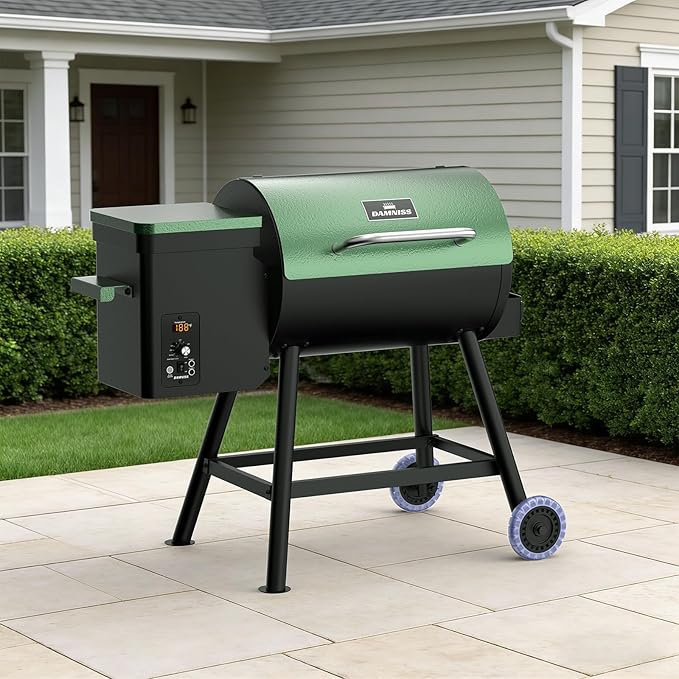 Electric Wood Pellet Smoker Grill 8 In 1 BBQ Grills for Outdoor Grill with Auto Feed & PID Temperature Control (180-450°F) and Rain Cover 456 Sq.In Cook Area for Backyard New House Gifts