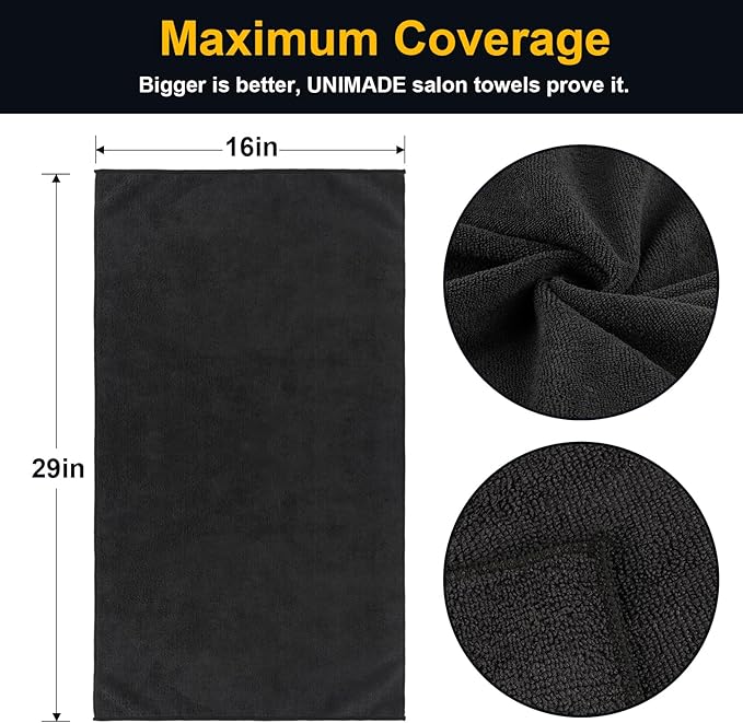 Salon Towels 48 Pack, Microfiber Barber Towel Bulk, Fast Drying Hair Towels - Image 2