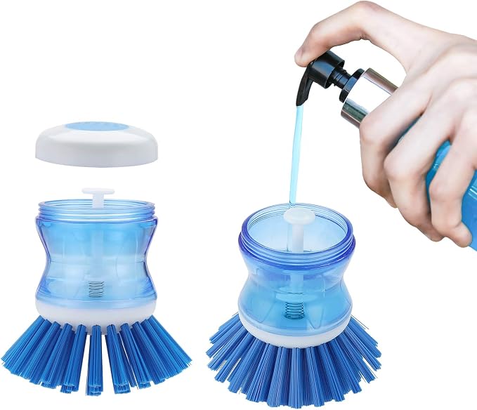 Dish Brush with Soap Dispenser, Stiff Bristles Dish Scrubber - Image 3