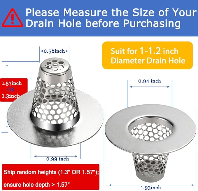 Bathroom Sink Drain Strainers for 1.1"-1.25" Depth Than 1.6" Drain Hole Catcher - Image 2