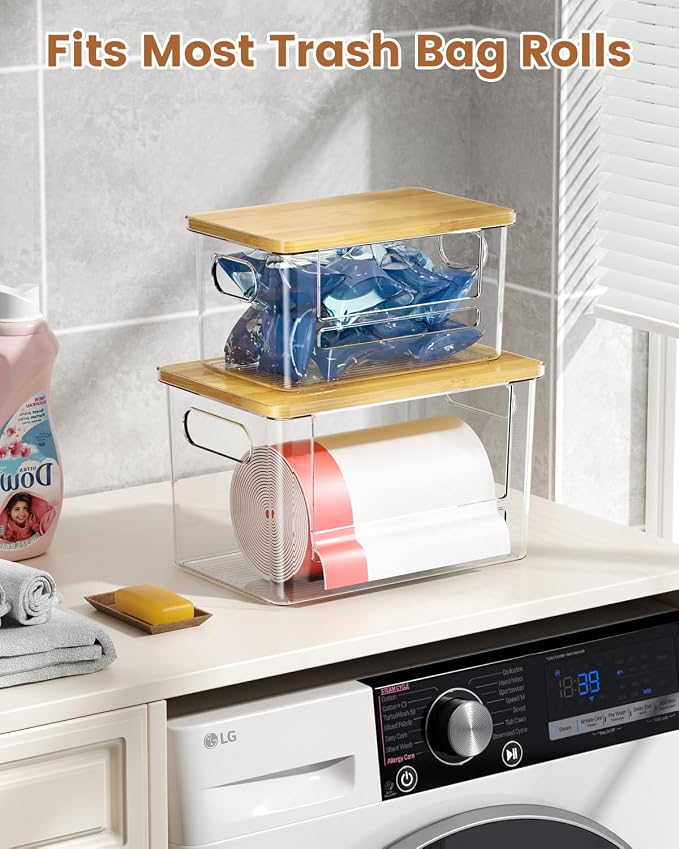 Trash Bag Dispenser 2 Pack, Stackable Trash Bag Holder - Image 4