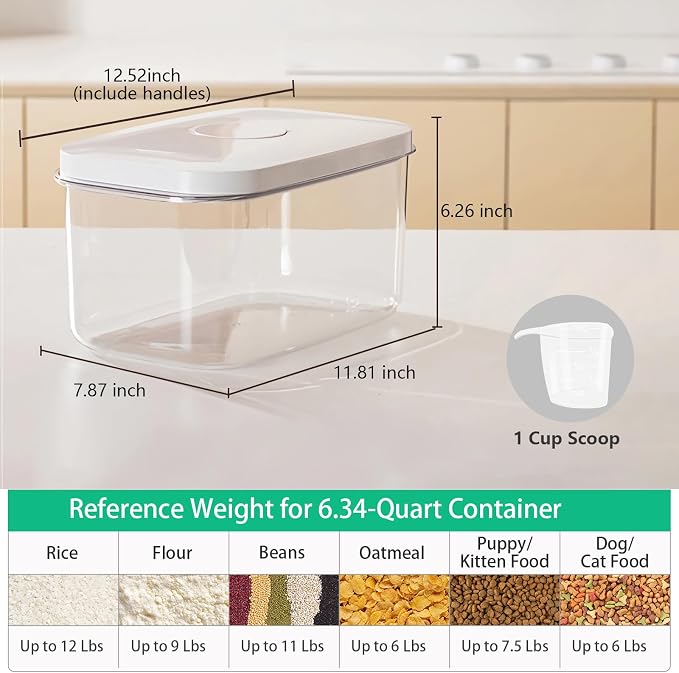 Airtight 12 Lbs Flour Sugar Storage Containers 6.34 Qt Rice Holder BPA Free - Image 3