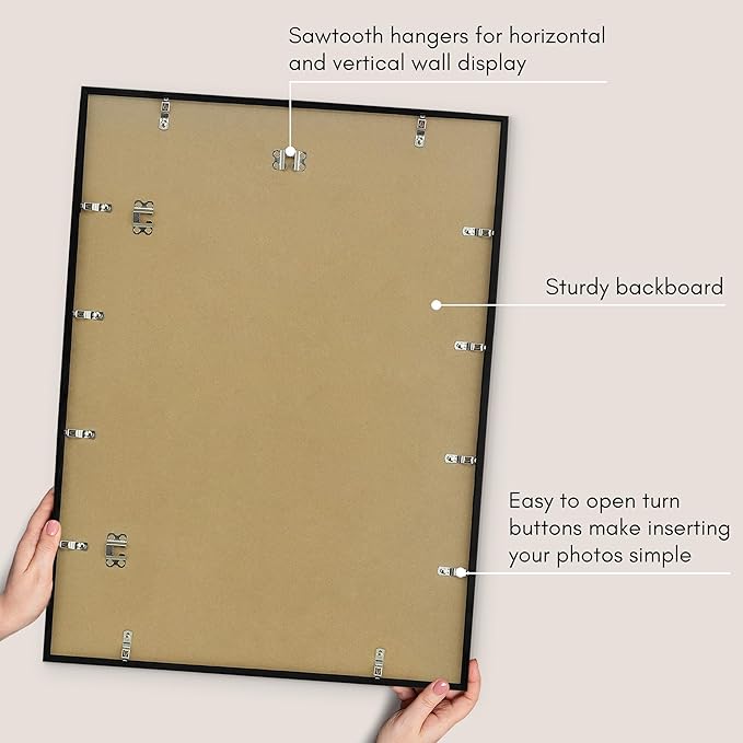 Americanflat 22x30 Picture Frame with Polished Plexiglass - Streamline Collection - Thin Border Picture Frame for Wall Display - Hanging Hardware Included - Black