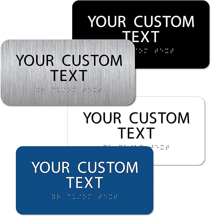 ALPHA DOG ADA SIGNS Custom ADA Braille Room Sign 4x8 Inch - Personalized Office Door Name Plate with Grade 2 Braille - ADA and Title 24 Compliant Signage - Made in USA - Black