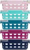 Ello Duraglass 3.4 Cup Glass Meal Prep Containers, 5 Pack, Orchard | Glass Meal by Ello