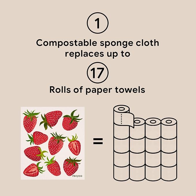 RECYCO Swedish Dishcloths for Kitchen | 5 Pack Fruit Grove Washable Dish Rags | - Image 7