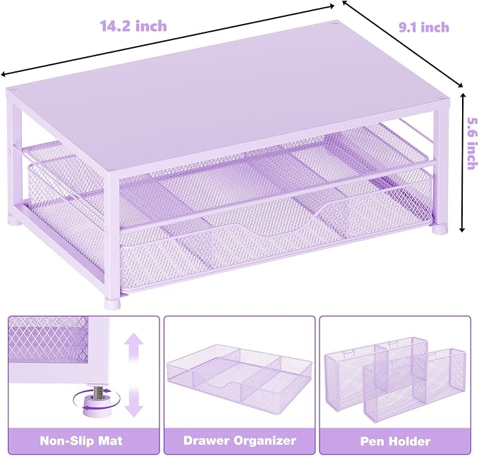 Desk Organizer and Accessories, 2-Tier Computer Monitor Stand Riser - Image 3