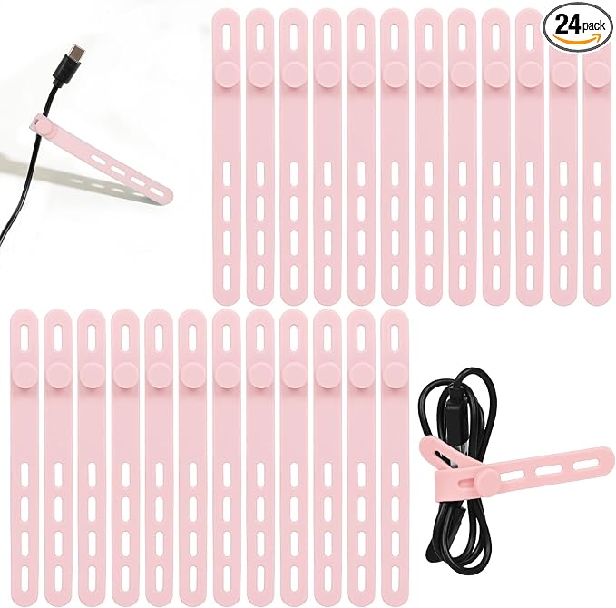 Donruby 24Pcs Silicone Cable Ties, Reusable Cord Organizer Straps, 5.12" by Donruby