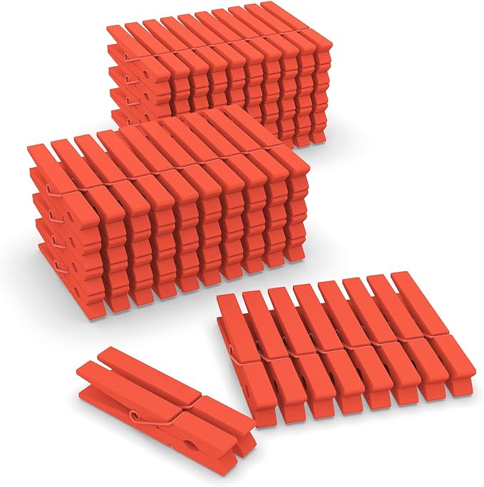 100 Pcs Orange Clothes pins by FEFU