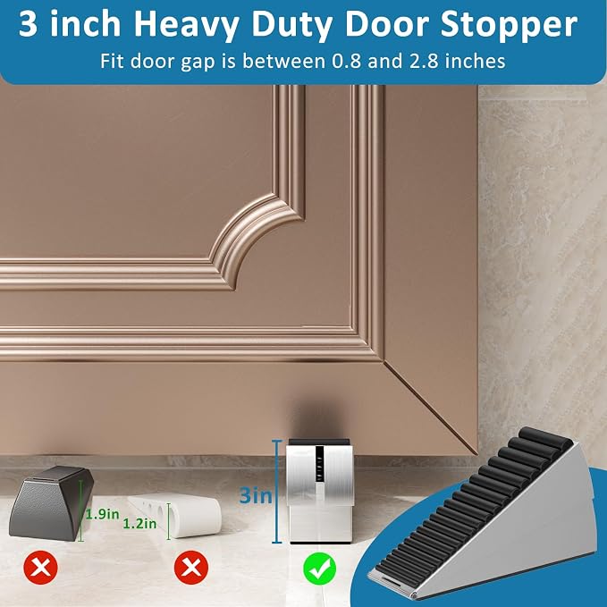 Optish Heavy Duty Door Stopper, Adjustable Spring Large Stopper, 3 Inches High - Image 3