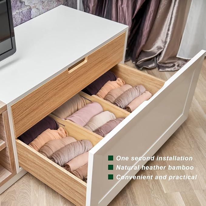 4 Pack Bamboo Drawer Dividers Organizer - Image 9