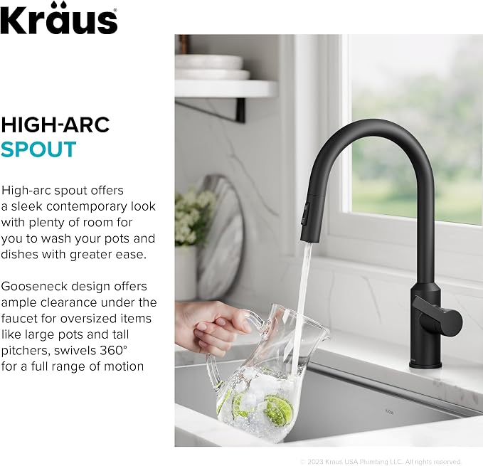KRAUS Matte Black Touchless Pull Down Kitchen Faucet KSF-2830MB | Motion-sensor - Image 11