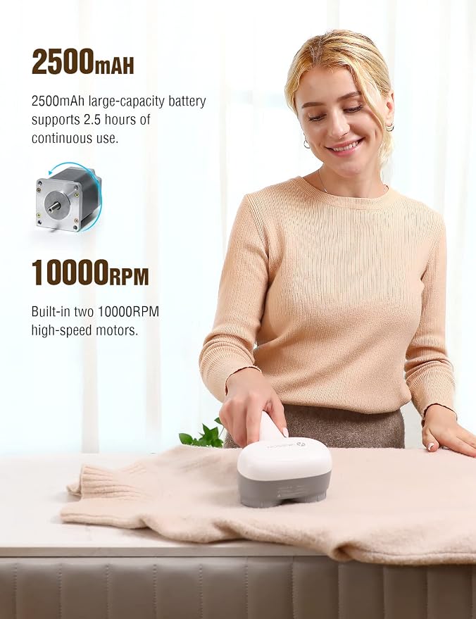 VASSON Fabric Shaver, Sweater Depiller & Pilling Remover | Dual-Head Design - Image 3