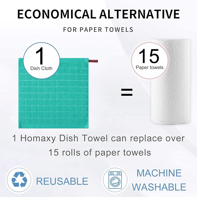 Homaxy 100% Cotton Terry Kitchen Towels, 12 Pack - Image 8