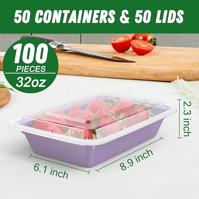 50 Pack 32 oz Meal Prep Containers - Image 2