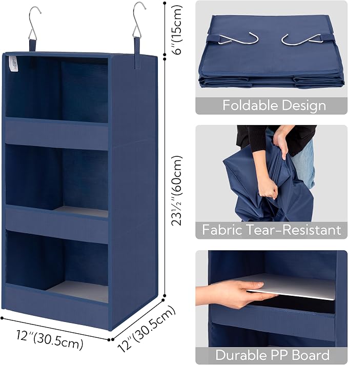GRANNY SAYS 3-Shelf Hanging Closet Organizer, Foldable Storage, No-Sag Support - Image 3