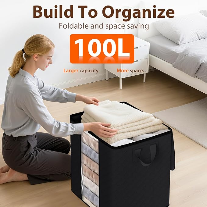 SpaceWhisper 6 Pack 100L Clothes Storage, Foldable Storage Bags, - Image 5