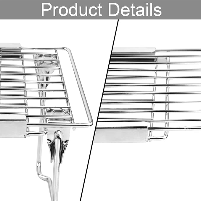Orgneas Expandable Cabinet Shelf Organizer, Adjustable Freezer Shelf 15.8"-22" Thickened Heavy Duty Organizer and Storage Shelves for Kitchen Cabinet Pantry Refrigerator, 2 Pcs