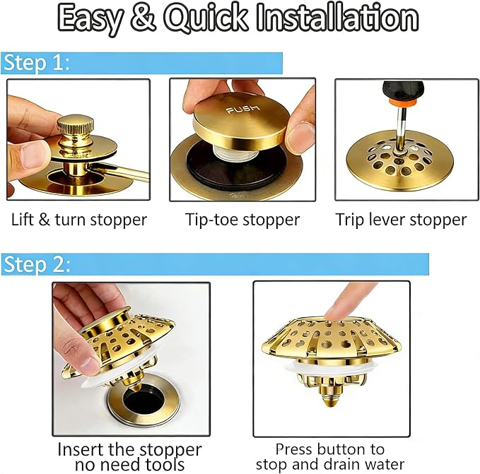 AzWzz Bathtub Drain Stopper, Pop Up Tub Stopper Plug - Image 4