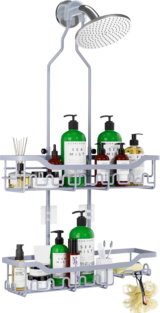 Shower Caddy Hanging Organizer, Extra Large Rack Over Showerhead by Joqixon